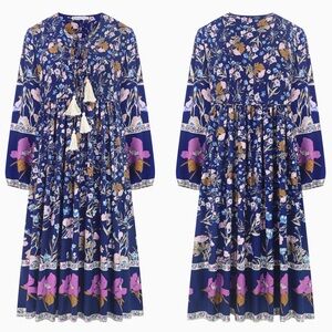 R. Vivimos Boho Floral Midi Dress
